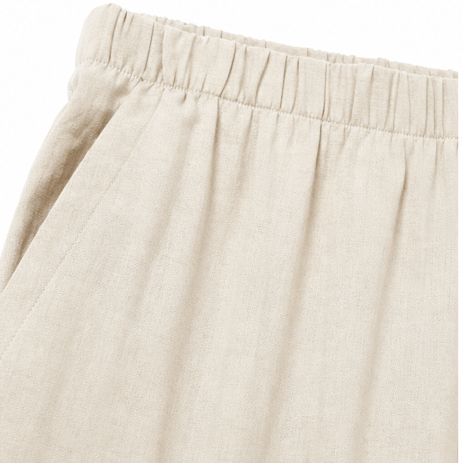 Lunavia – Linen-Look 2-Piece Set, Ruffle-Cuff Top &amp; Wide-Leg Trousers, Women&