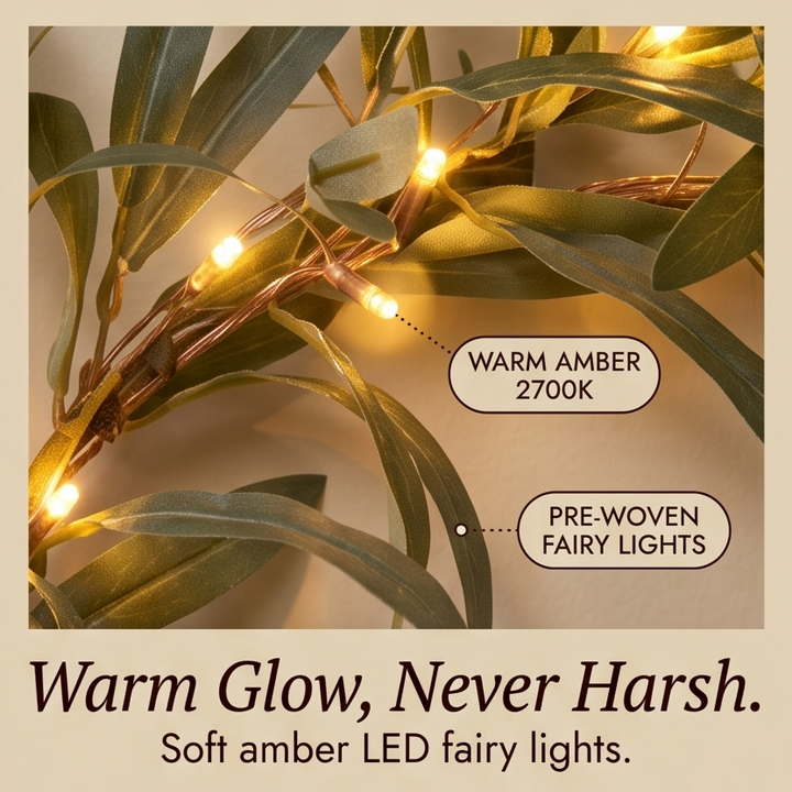 Olivelle – Warm-Glow Olive Wreath for Doors and Walls