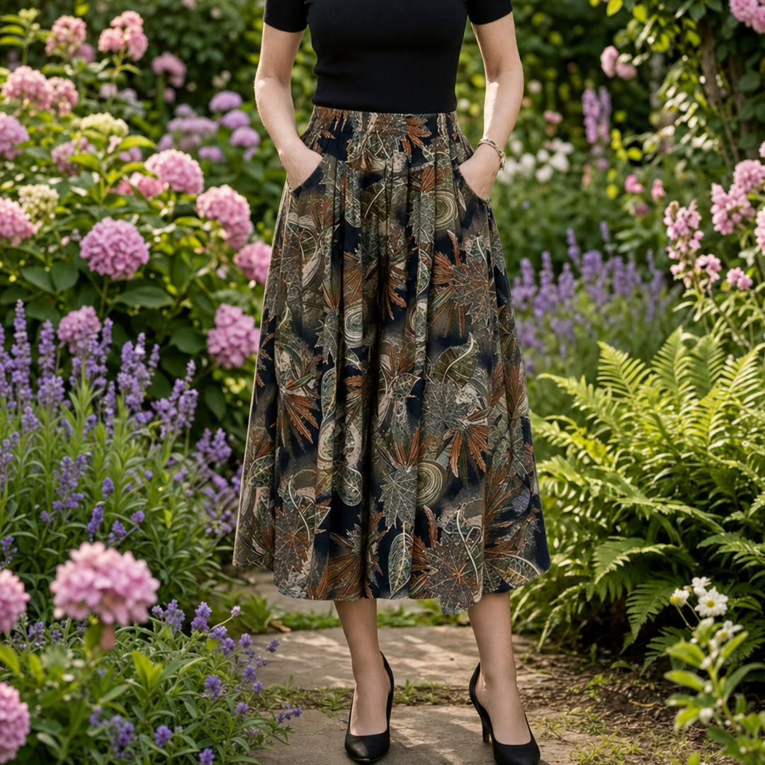 Florenza – Wide-Leg Flowy Summer Capri Pants with Elastic Waist &amp; Pockets