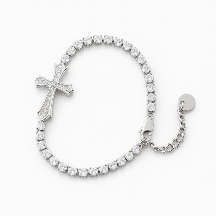 Lumière – Pavé Zircon Cross Tennis Bracelet in Silver or Gold
