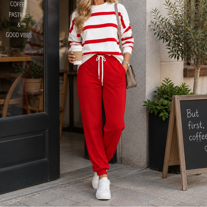 Effortlyn – Striped Two-Piece Jogger Set