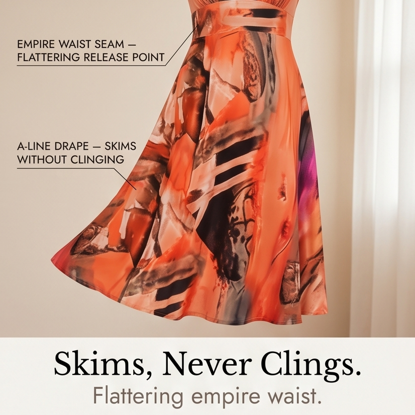 Phaeline - Printed Midi Dress with Attached Cardigan