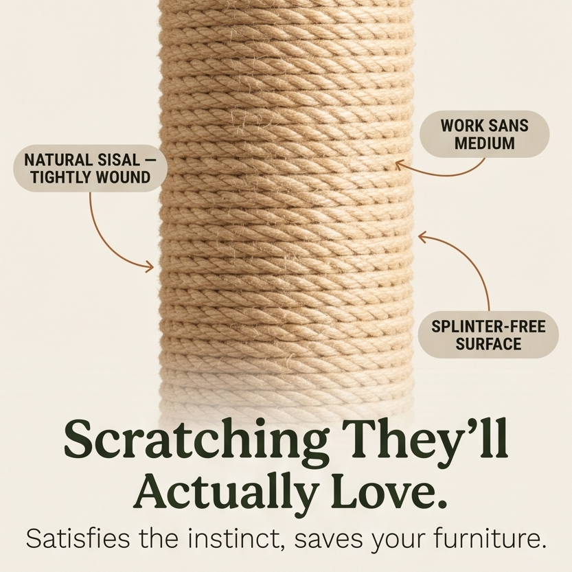 Purrch – 3-in-1 Sisal Scratching Post with Ball Track and Feather Wand