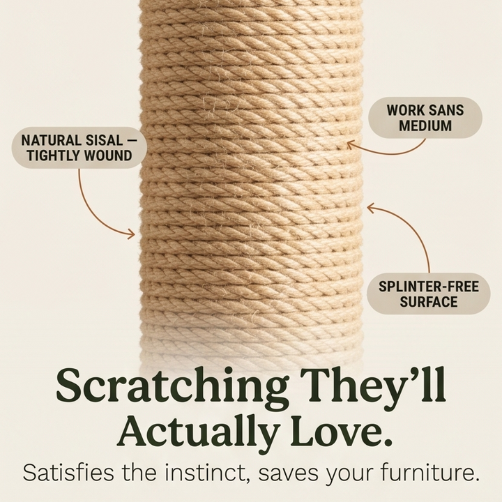 Purrch – 3-in-1 Sisal Scratching Post with Ball Track and Feather Wand