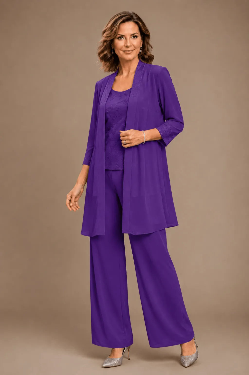 Ensemble de pantalon trois pièces brodé Evelyn