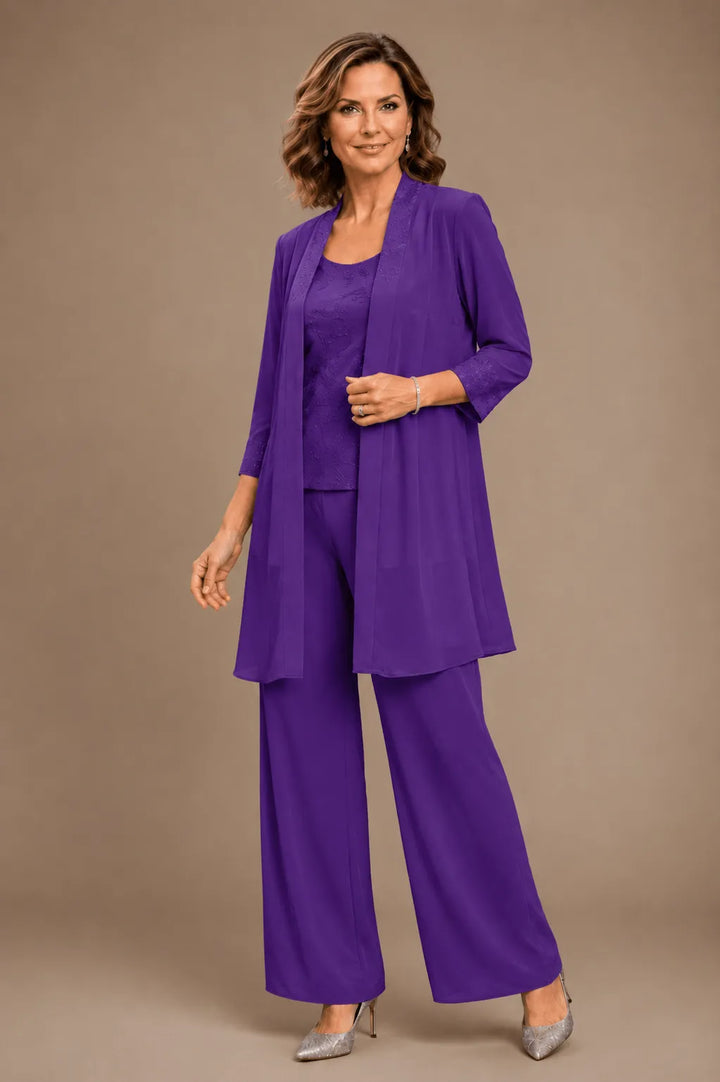 Ensemble de pantalon trois pièces brodé Evelyn
