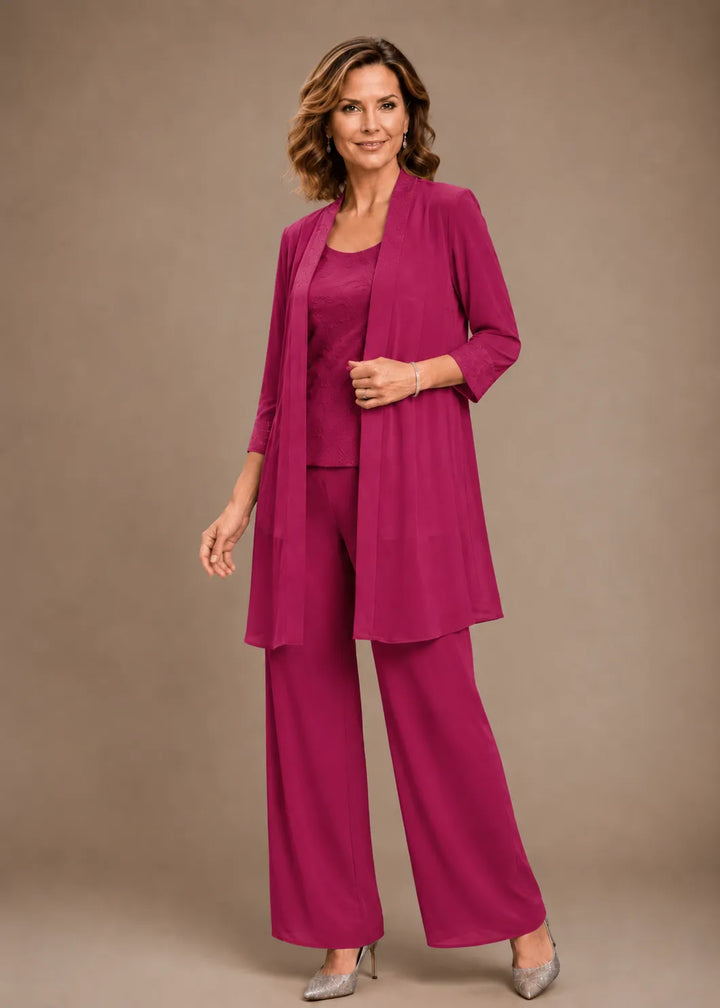 Ensemble de pantalon trois pièces brodé Evelyn