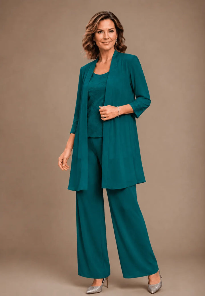 Ensemble de pantalon trois pièces brodé Evelyn