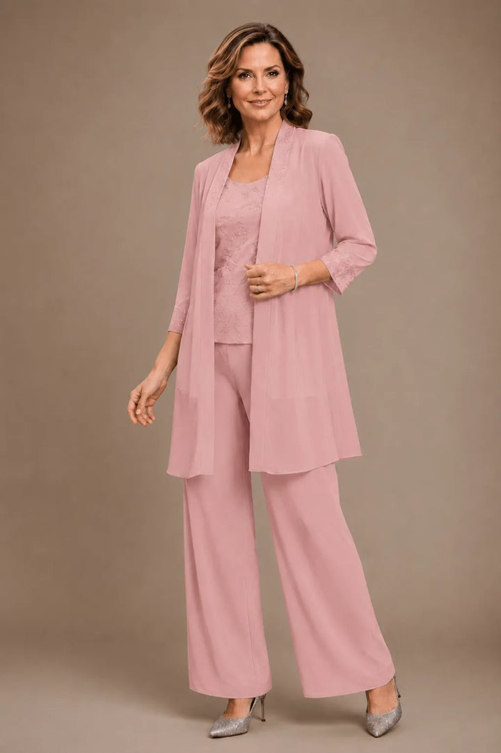 Ensemble de pantalon trois pièces brodé Evelyn