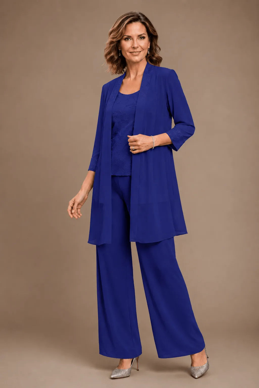 Ensemble de pantalon trois pièces brodé Evelyn