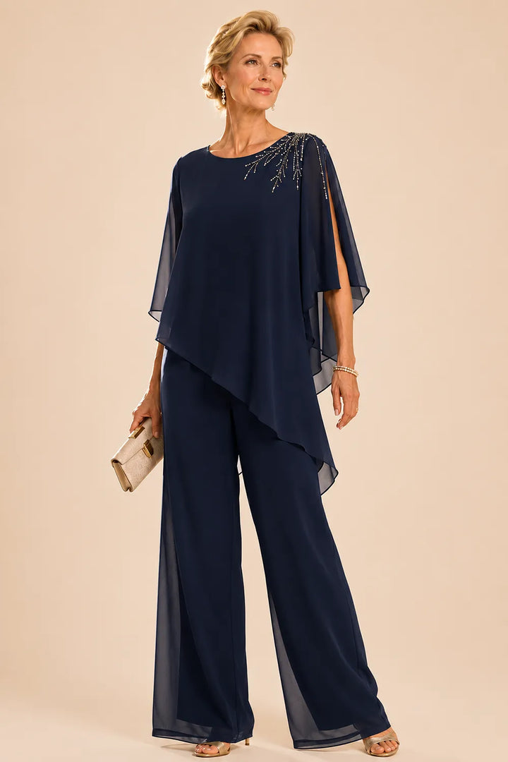 Pantalon de cérémonie en mousseline orné pour la mère de la mariée