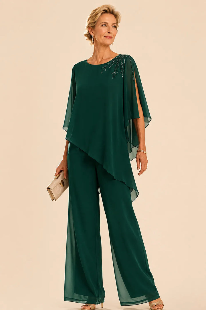 Pantalon de cérémonie en mousseline orné pour la mère de la mariée