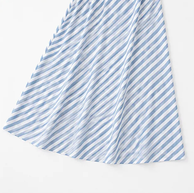 Solenta – Striped Off Shoulder Maxi Dress with Puff Sleeves