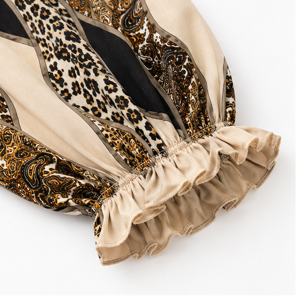 Sorelia – Mixed Print Patchwork Blouse, Leopard &amp; Paisley V Neck