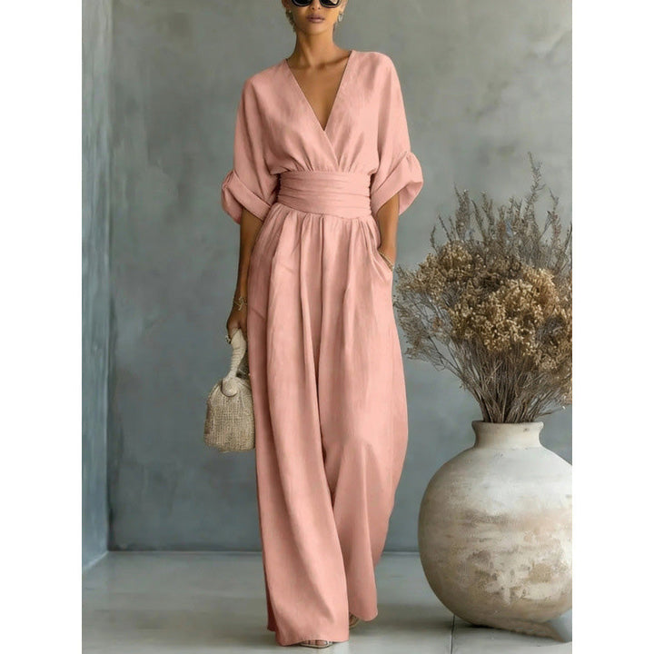 Maevra | V-Neck Wide-Leg Jumpsuit
