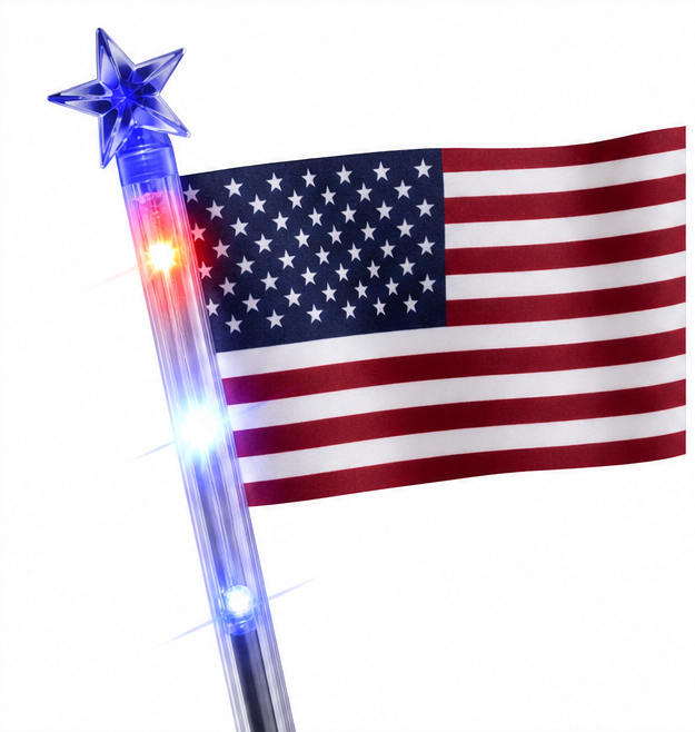 Stargrove – Solar American Flag Light Stakes, 8-Piece Set for 4th of July Walkway &amp; Yard Decor