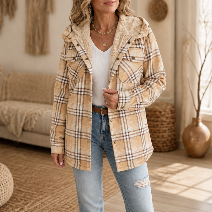Huntlyn – Sherpa-Lined Plaid Flannel Shacket