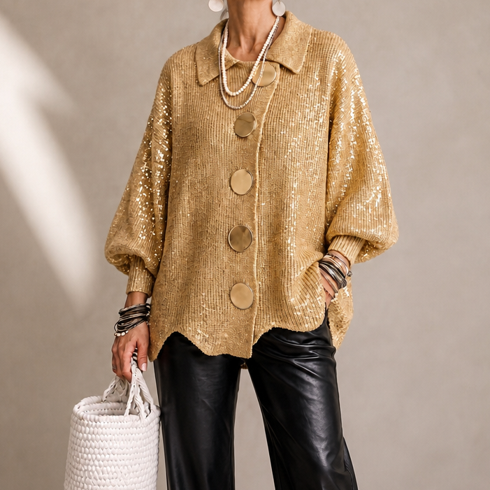 Scalloped Hem Chunky Collared Cardigan