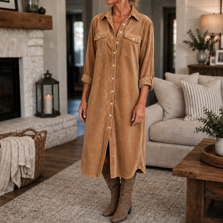 Wearbella – Button-Front Midi Shirt Dress With Side Slit