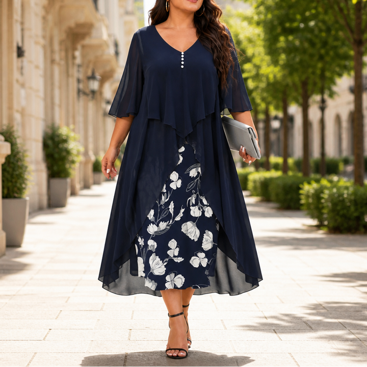 Wearbella – Fake Two-Piece Asymmetrical Hem Chiffon Dress