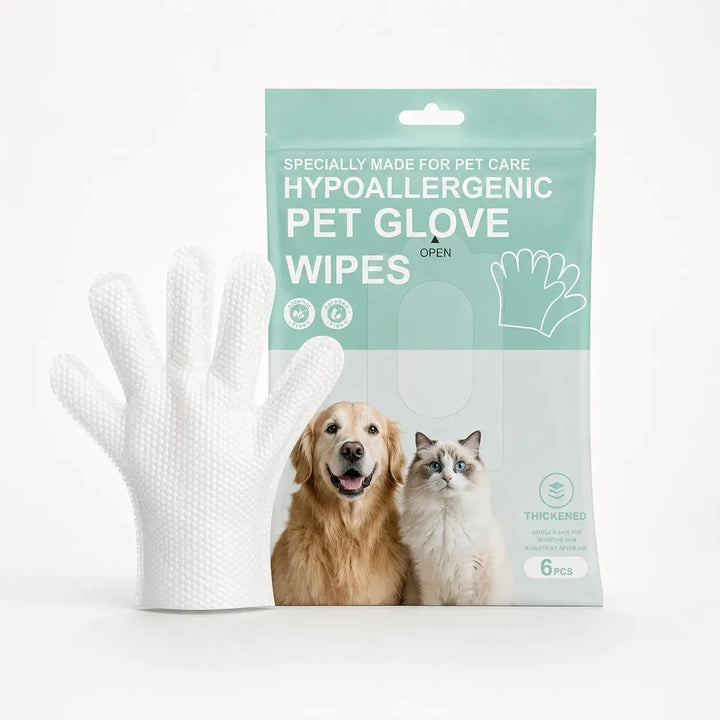 Pawmi – No-Rinse Pet Glove Wipes for Cats &amp; Dogs, 6-Pack