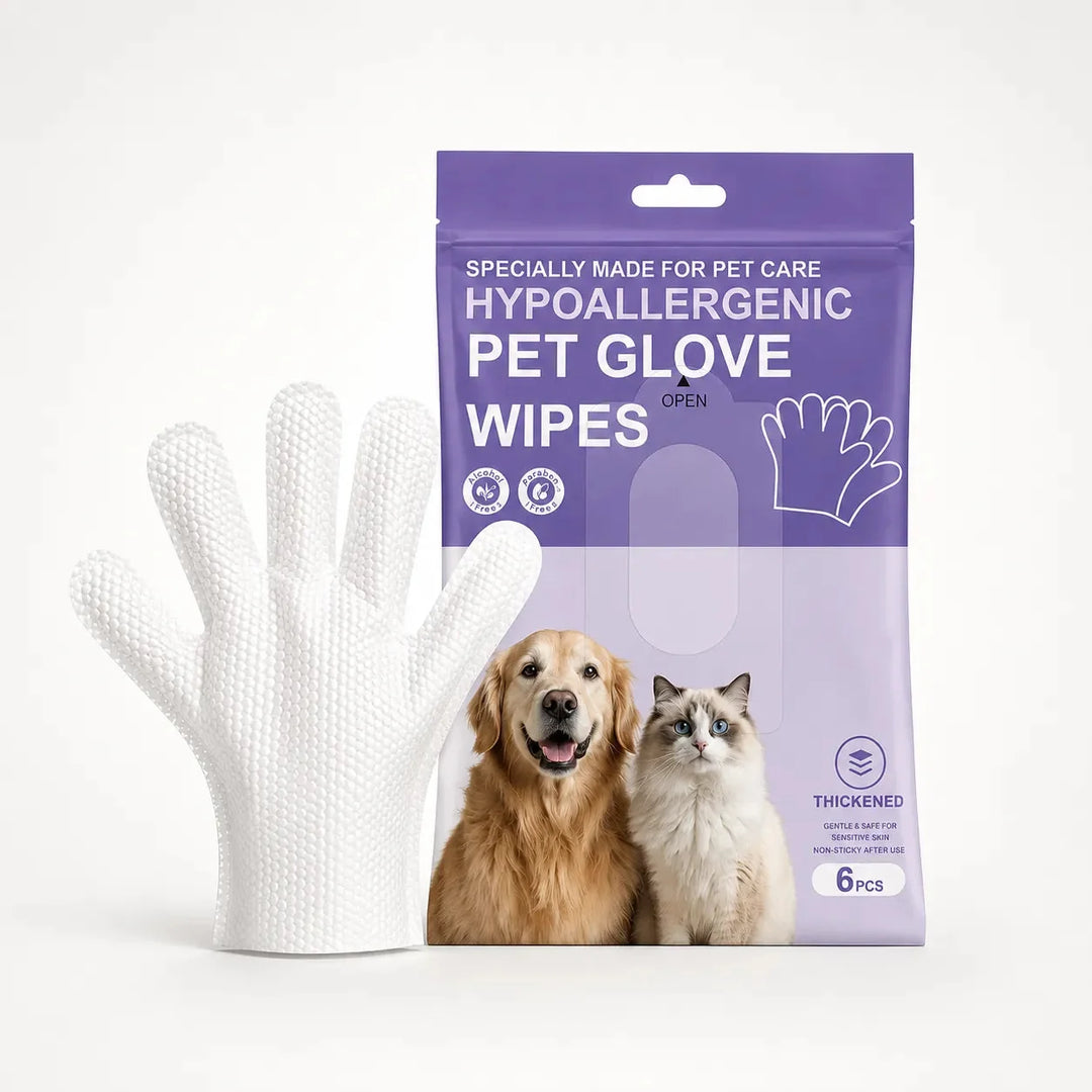 Pawmi – No-Rinse Pet Glove Wipes for Cats &amp; Dogs, 6-Pack