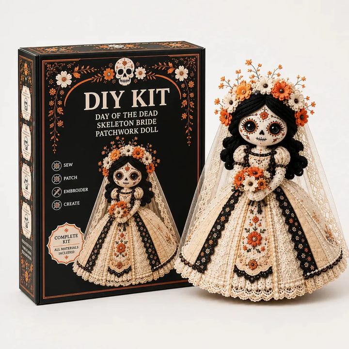Stitch &amp; Story – Day of the Dead Patchwork Doll DIY Craft Kit for Beginners