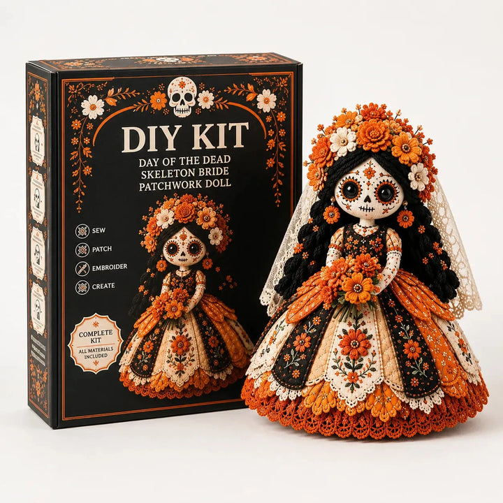 Stitch &amp; Story – Day of the Dead Patchwork Doll DIY Craft Kit for Beginners
