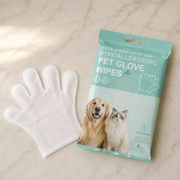 Pawmi – No-Rinse Pet Glove Wipes for Cats &amp; Dogs, 6-Pack